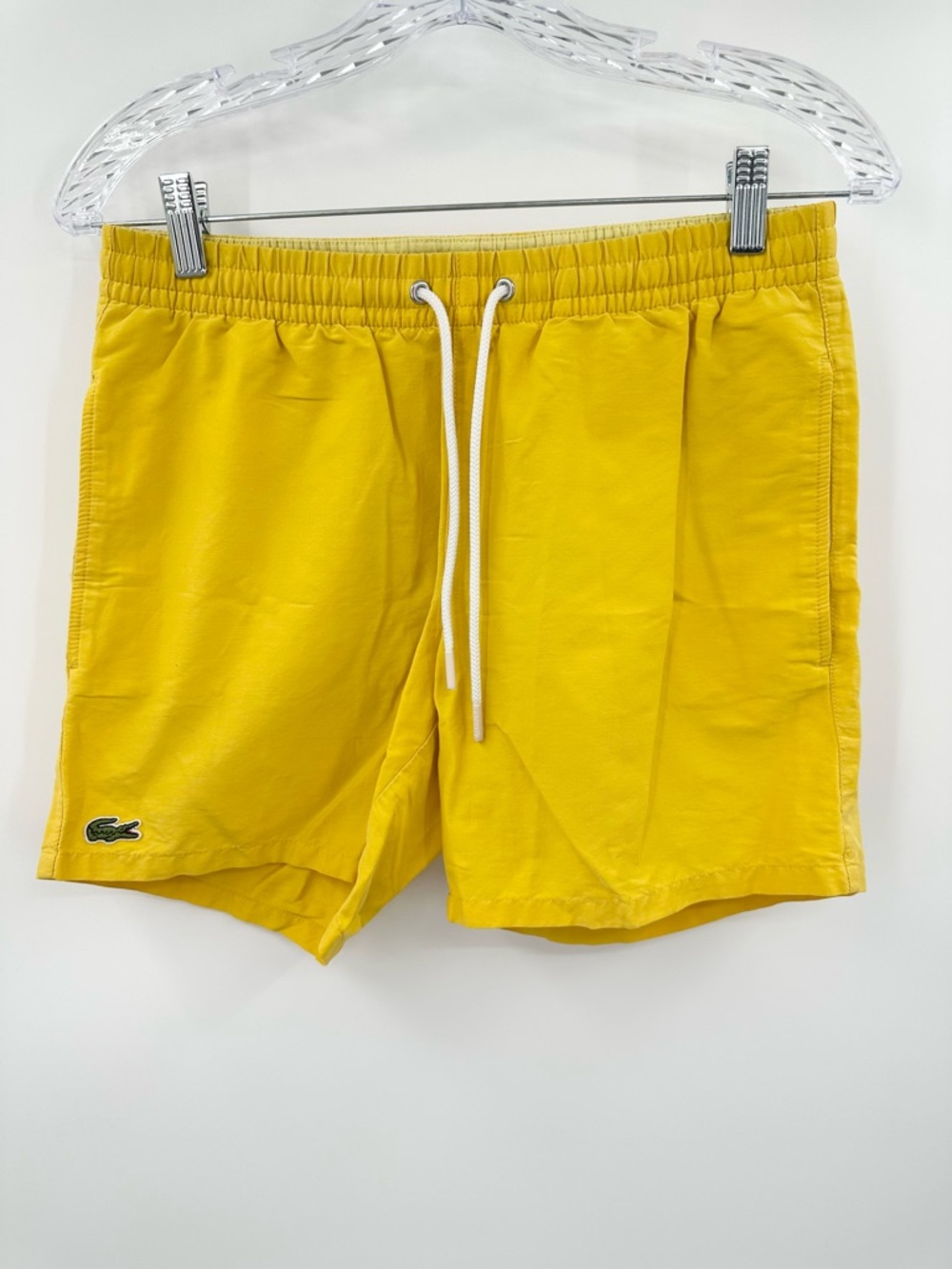 Lacoste Netted Yellow Men’s Board Swim Trunks Cotton Blend Size Small